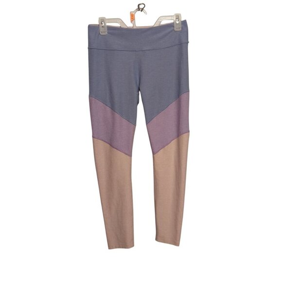 Outdoor Voices Yoga Pant Leggings Size Large Colorblock Blue Purple Pink - Picture 1 of 13